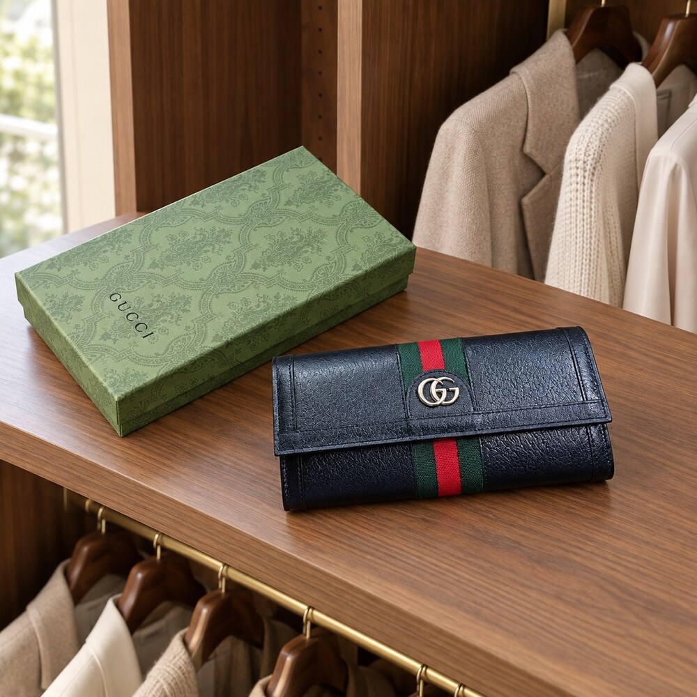 Gucci Ophidia GG Leather Long Flap Wallet - Picture 6 of 6